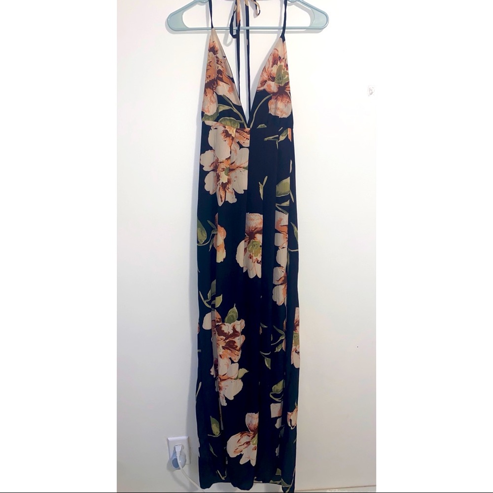 Long black floral dress